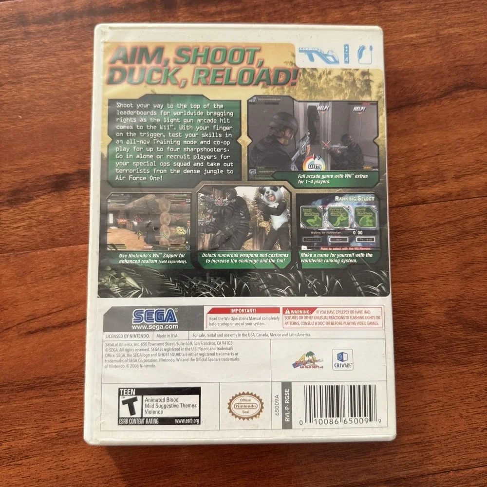 Ghost Squad (Nintendo Wii, 2007) CIB COMPLETE w/ MANUAL - TESTED/WORKS